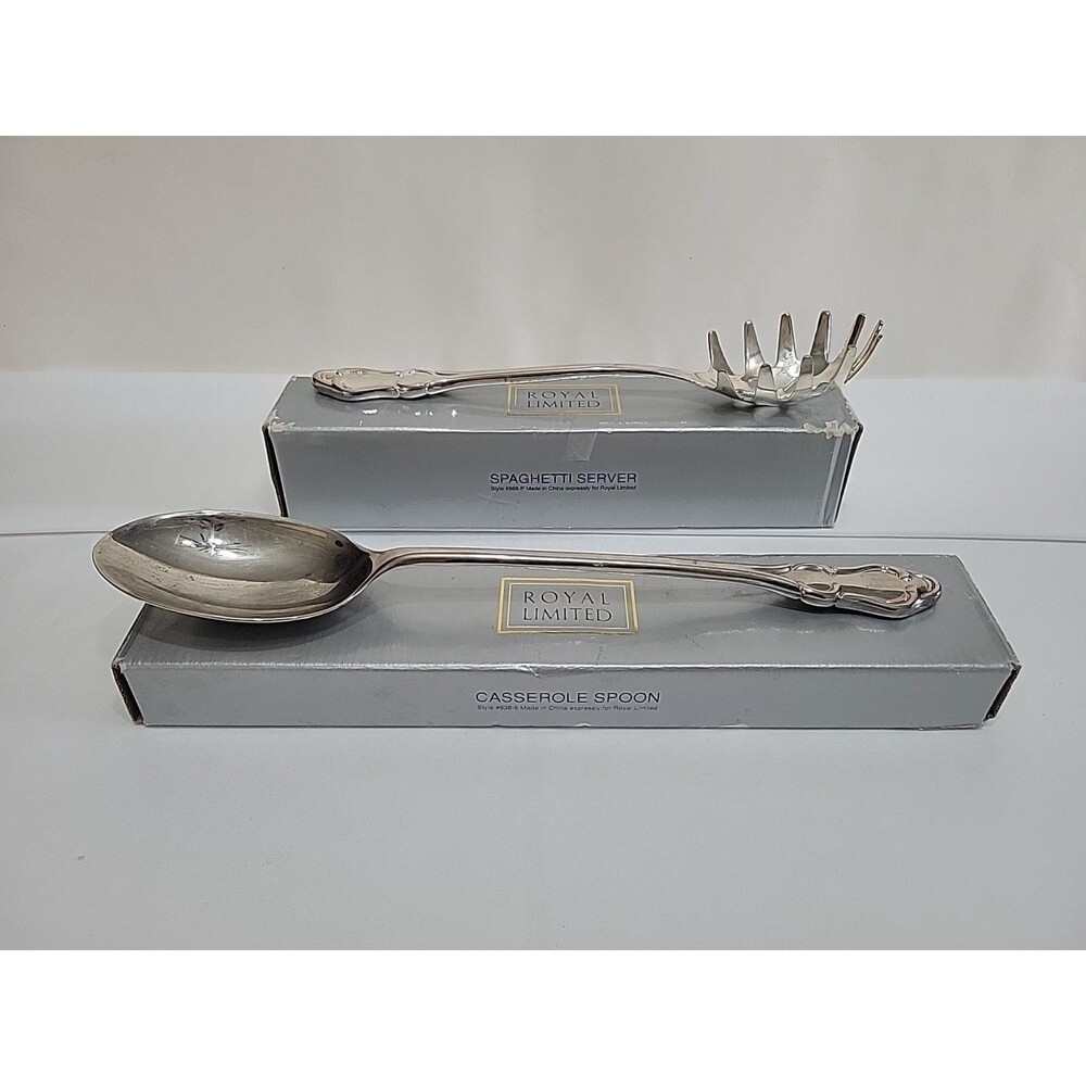 VTG Royal Limited Silverplated Serving Set - 2 Spoons 838-9 & 868-P In Box